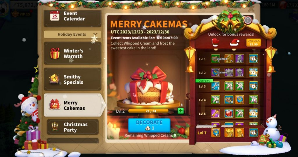 7000 gems event reward overview.