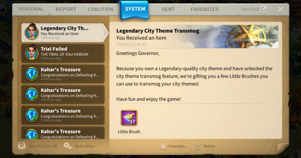 Little brushes legendary skin.