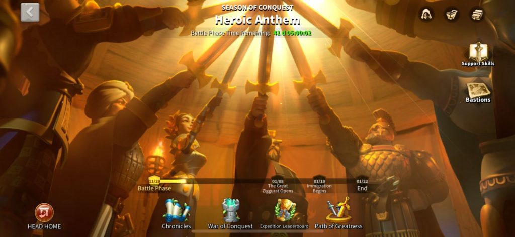 The KVK seasons missions screen.