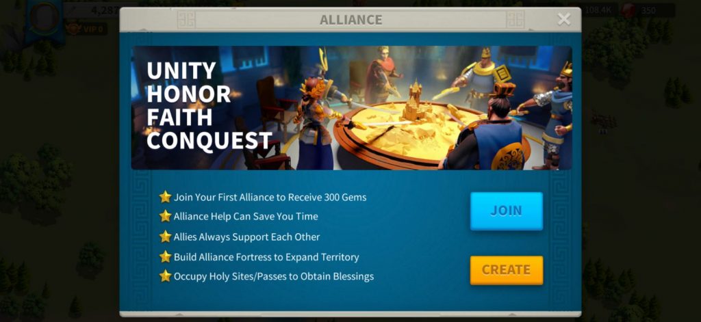Rise of Kingdoms alliance screen.