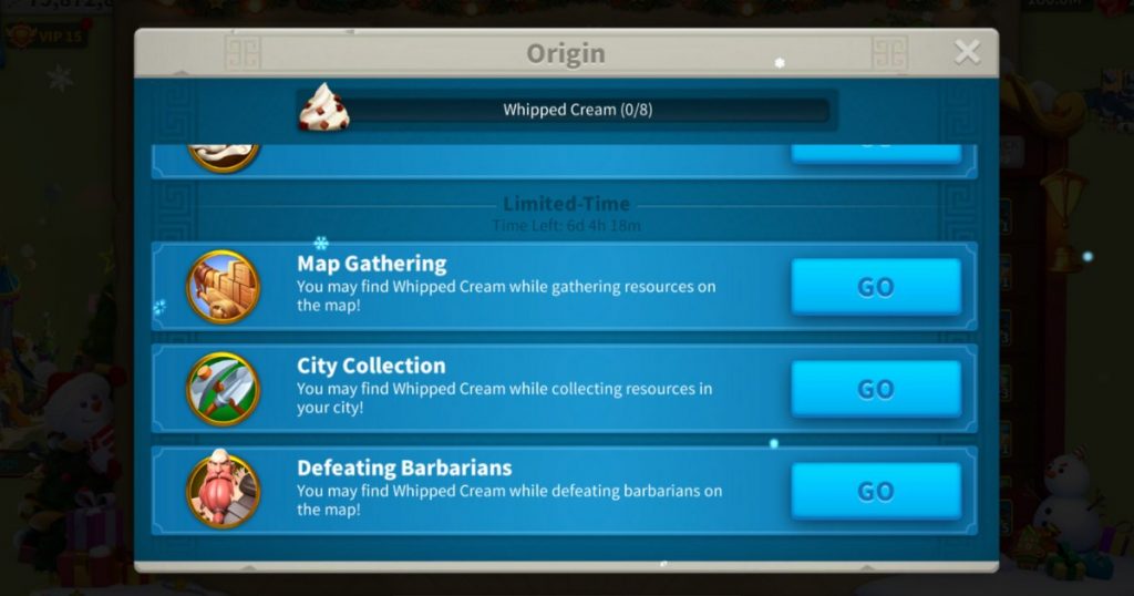 How to obtain whipped cream page.