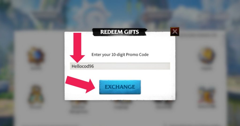 Step 4 of the visual representation of how to redeem gift codes.