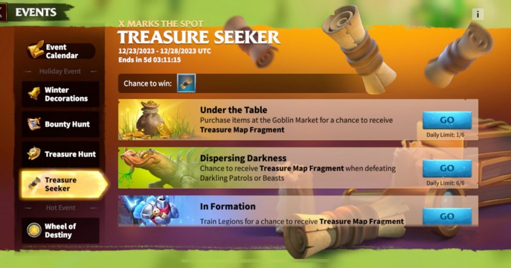 Treasure seeker map instructions.