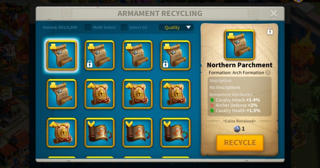 Recycling armaments for currency.