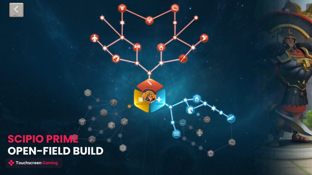 Scipio Prime open-field infantry talent build, best suited for damage output.