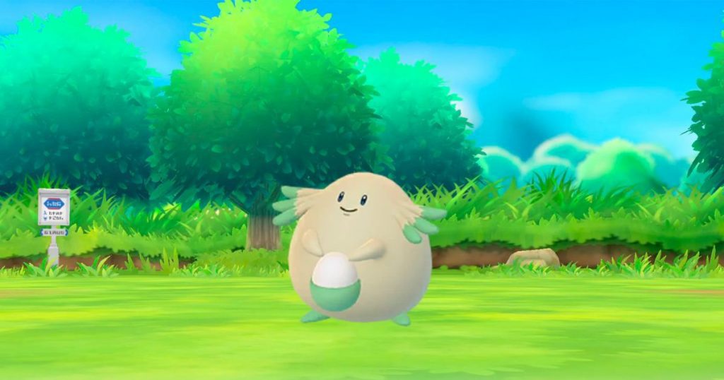 Shiny Chansey that has an increased spawn rate during the Pokemon GO Community Day.