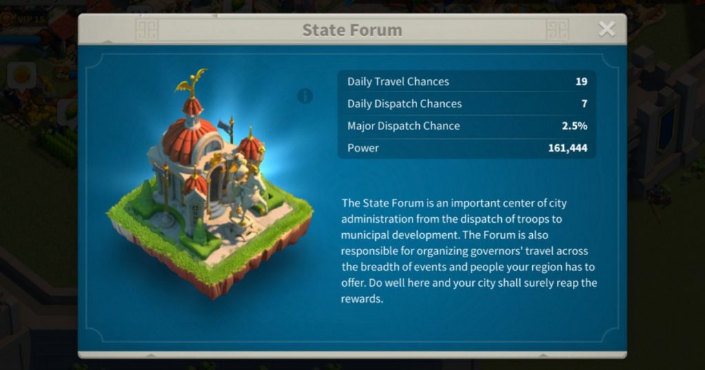 State forum building in Rise of Kingdoms.