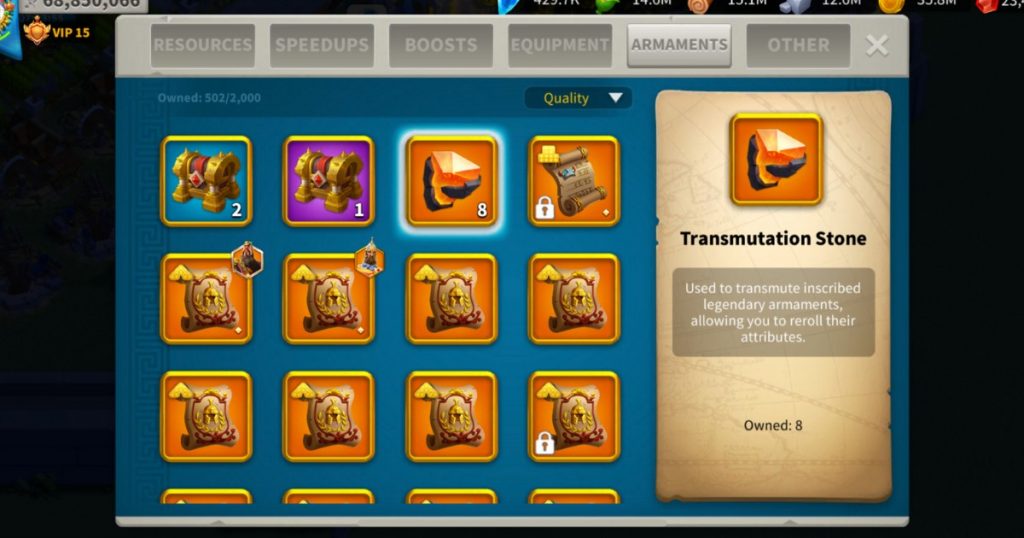 transmutation stone for armament transmutation.