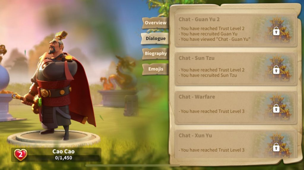 Trust rewards for Cao Cao.