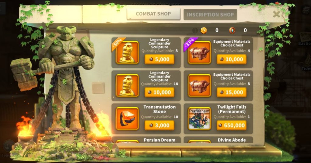 Combat shop in Season of Conquest.