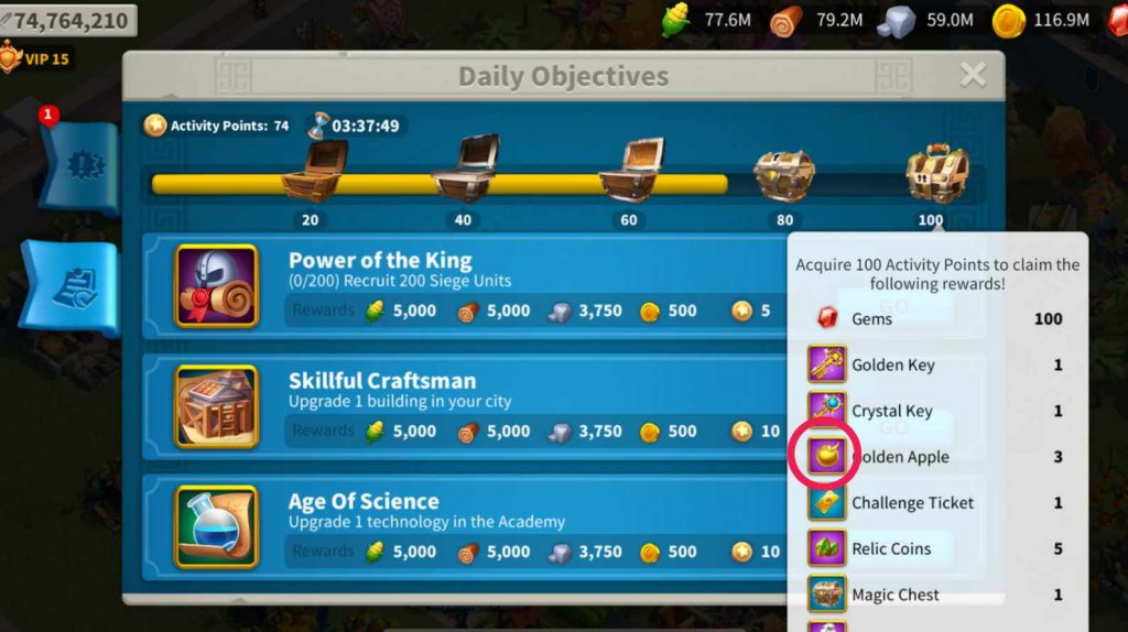 Golden apples received in the daily reward chest.