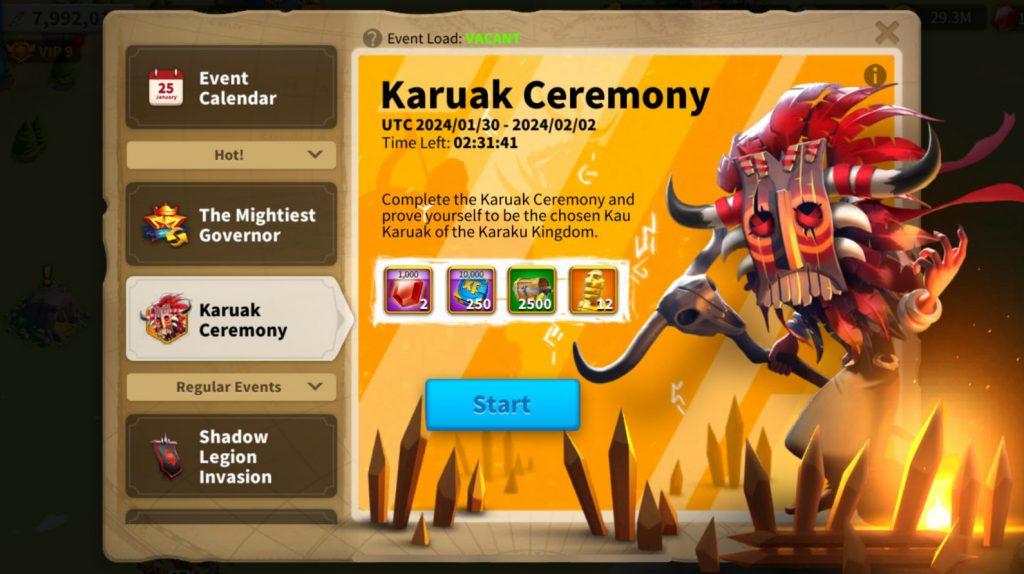 Karuak ceremony overview showing 12 legendary commander sculptures.