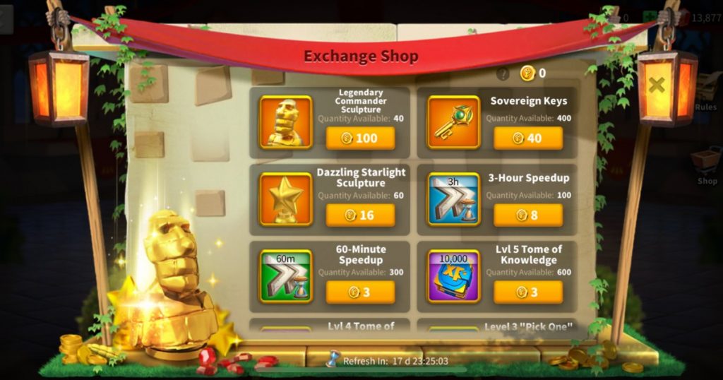 Legendary chest exchange shop.