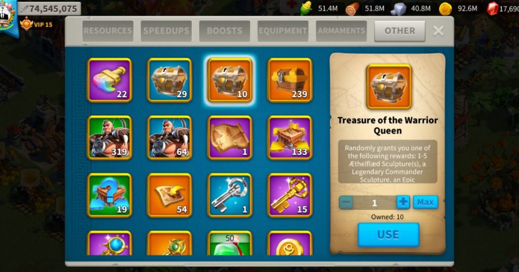 Treasure of the warrior queen chest.