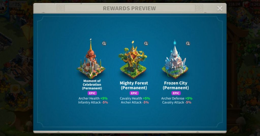 City skin rewards that are available. 