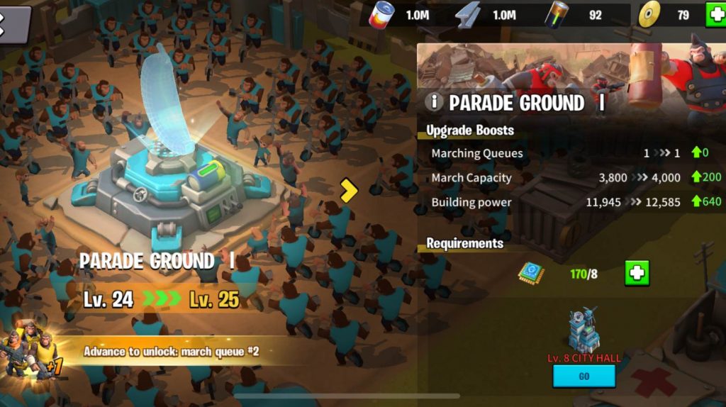 Parade ground for troop storage.
